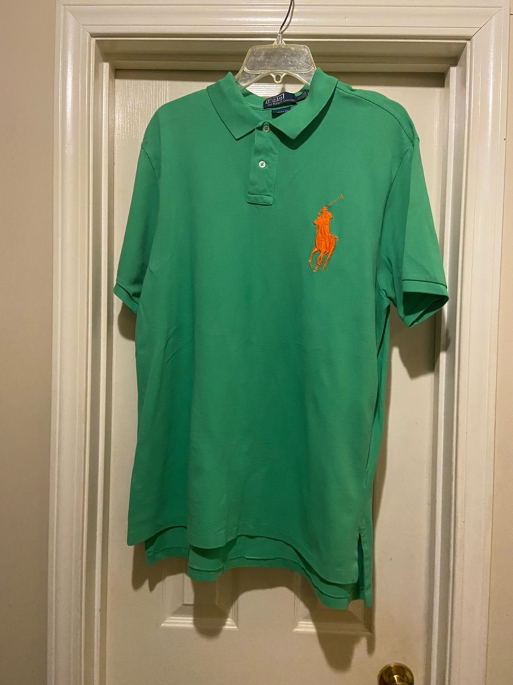 Ralph Lauren Green Polo with Orange Pony Logo